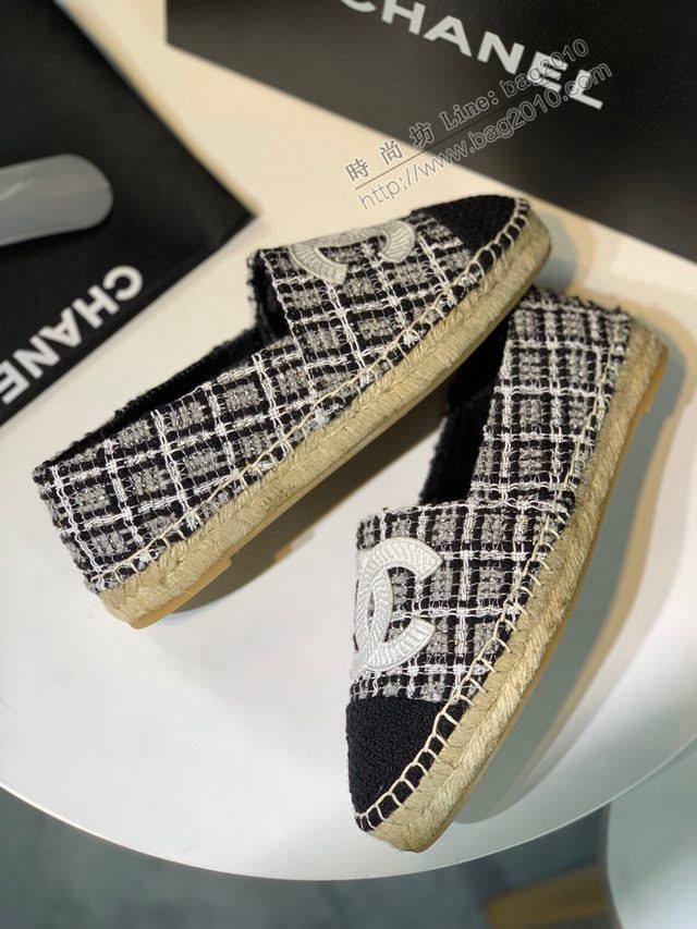 Chanel女鞋 香奈兒頂級版本漁夫鞋 黑格白標  naq1302